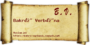 Bakró Verbéna névjegykártya